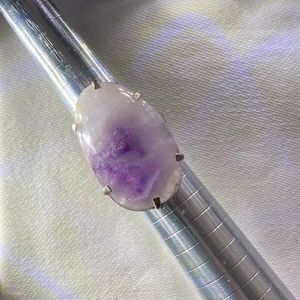 Quartz Ring with Polished Purple and White Stone